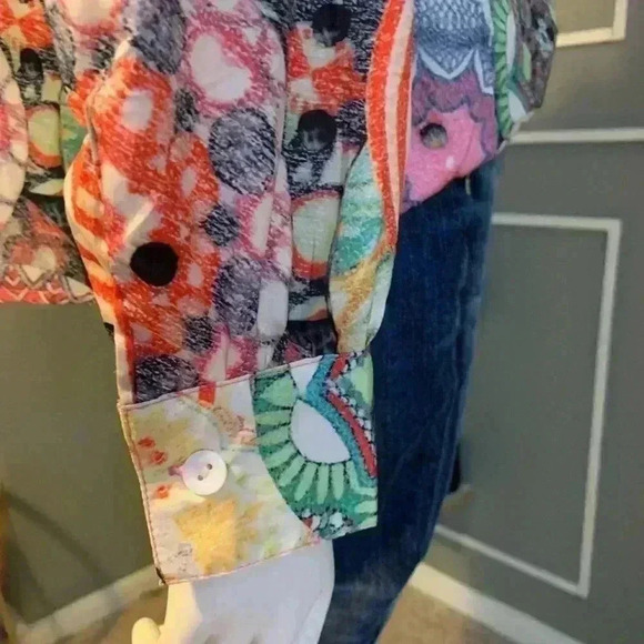 Unbranded Colorful Boho Lightweight Orange  Floral Long Sleeve Gypsy Blouse. - Picture 6 of 10